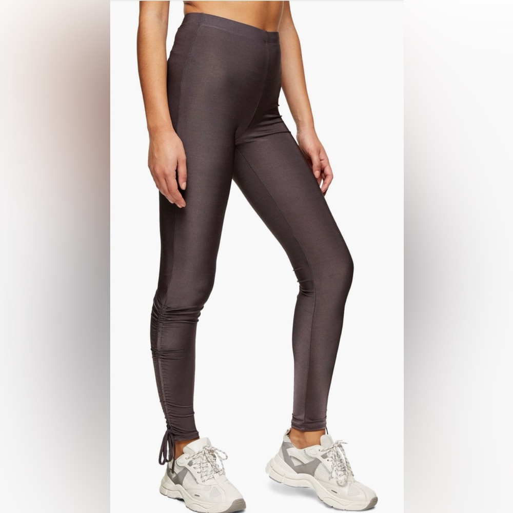 Topshop High waist ruched slinky leggings unique Plum color